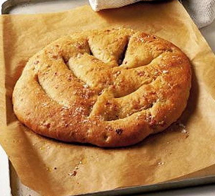 Onion bacon fougasse