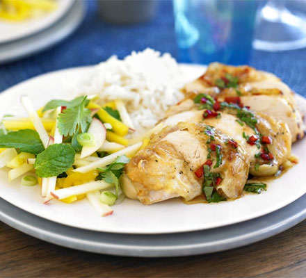 Thai roast chicken with mango & apple salad