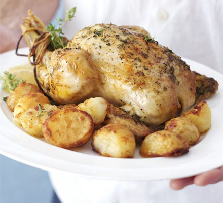 Slow-roast chicken with homemade gravy