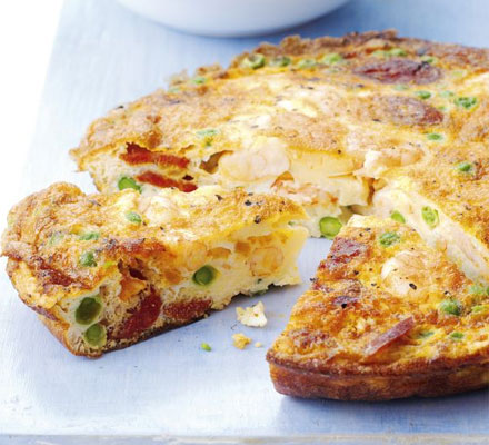 Prawn & chorizo frittata