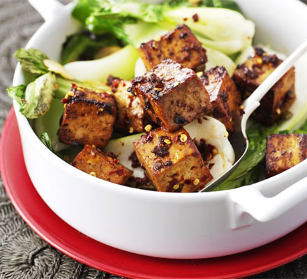 Ginger sweet tofu with pak choi