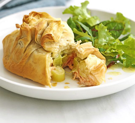 Salmon & leek parcels