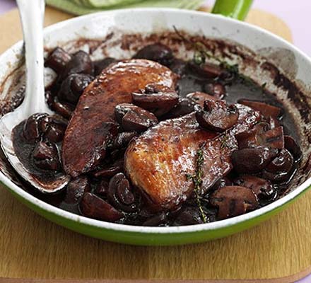 Chicken with wine & mushrooms