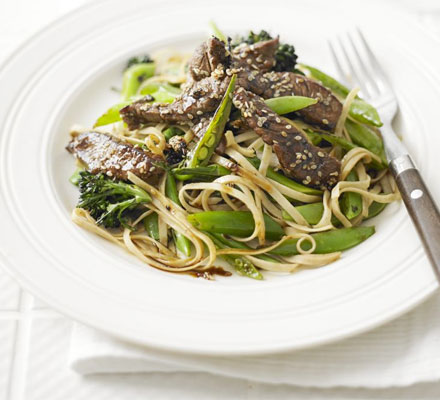 Honey & sesame beef noodles