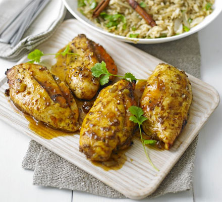 Mango chicken with spiced pilau