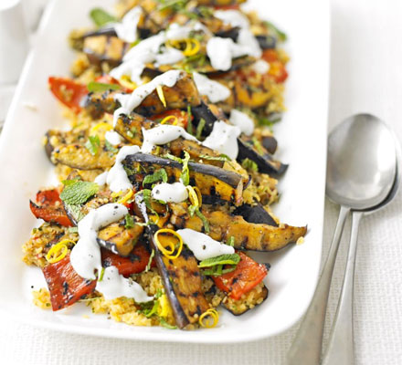 Spiced veg with lemony bulgur wheat salad