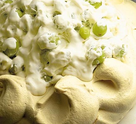 Gooseberry syllabub pavlova