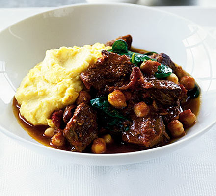 Lamb, chickpea & spinach curry with masala mash