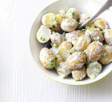 Warm potato salad with Caesar dressing