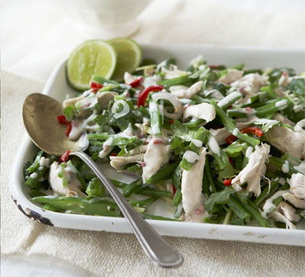 Thai shredded chicken & runner bean salad