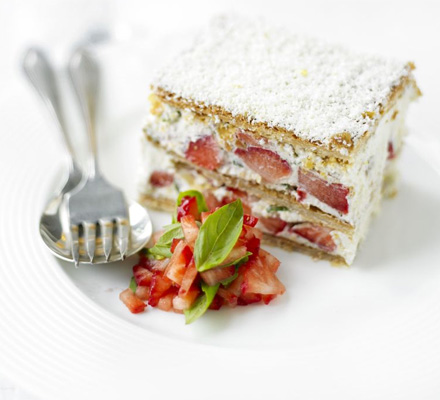 Strawberry & white chocolate millefeuille