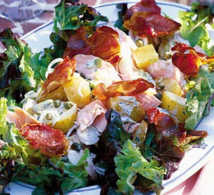 Salmon & crisp prosciutto salad