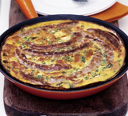 Chipolata & spring onion frittata