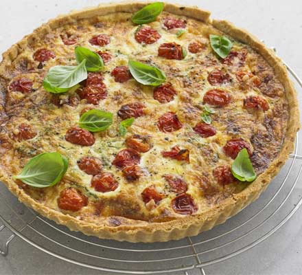 Roasted tomato, basil & Parmesan quiche