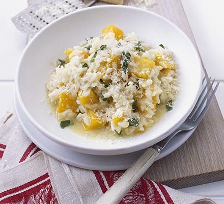 Microwave butternut squash risotto