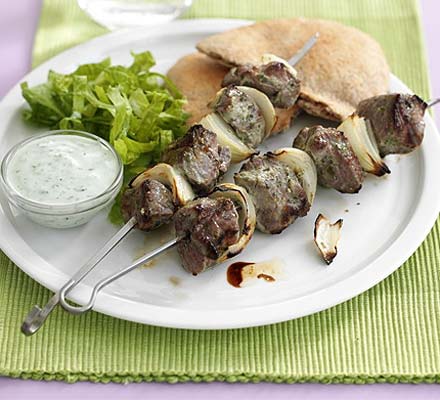 Minty lamb kebabs