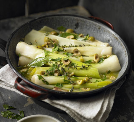 Tender braised leeks