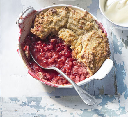 Raspberry & redcurrant cobbler