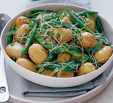 New potatoes with beans & cress