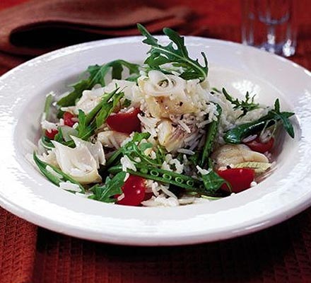 Warm smoked haddock, rocket & basmati rice salad