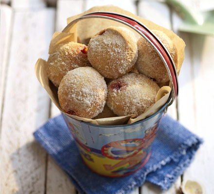 Hot sugared doughnuts