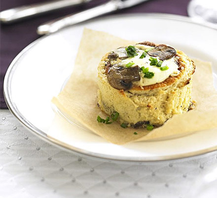 Make-ahead mushroom soufflés