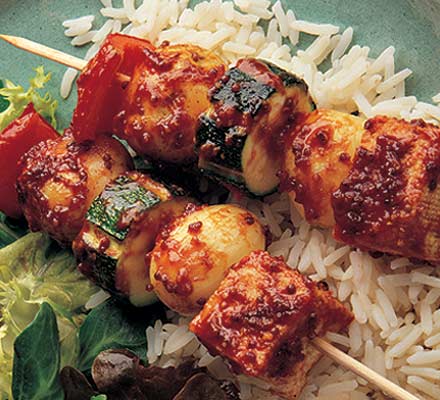 Devilled tofu kebabs