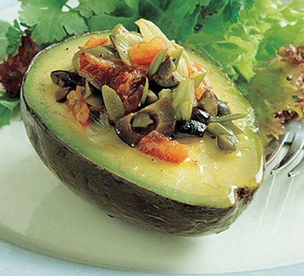 Warm stuffed avocados