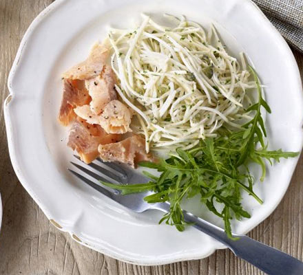 Celeriac tartare with smoked trout