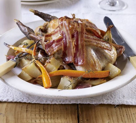 One-pot roast guinea fowl