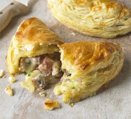 Ham, cheese & mushroom turnovers