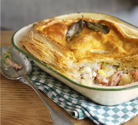 Ham, leek & potato pie