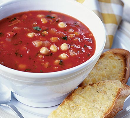 Autumn vegetable soup with cheesy toasts