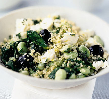 Spinach, broad bean & feta salad