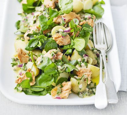 Watercress, new potato & salmon salad