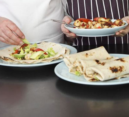 Chicken fajitas with avocado & Caesar dressing