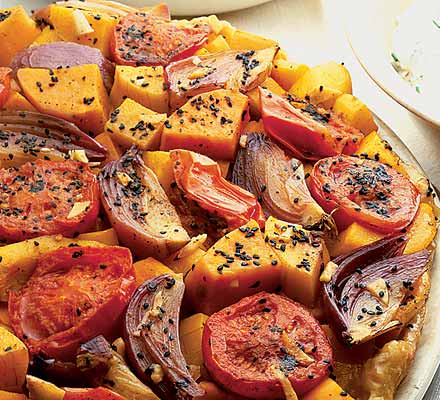 Spiced squash & sweet potato tarte tatin