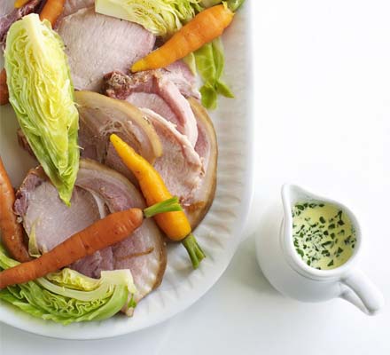 Boiled bacon with cabbage & carrots