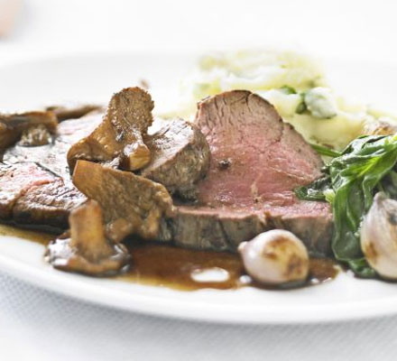 Seared beef with wild mushrooms & balsamic