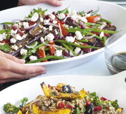 Mediterranean feta salad with pomegranate dressing