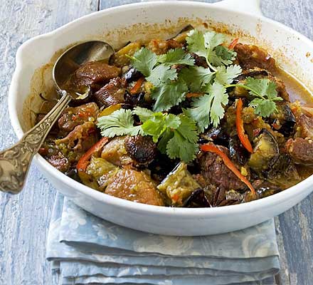 Asian aubergine & pork hotpot