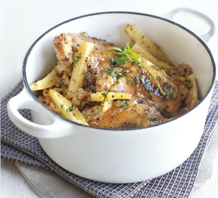 Honey mustard chicken pot with parsnips