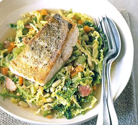 One-pot cabbage & beans with white fish