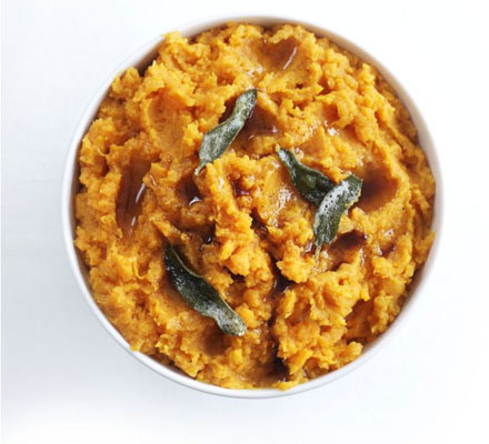 Sweet potato & orange mash with sage butter drizzle