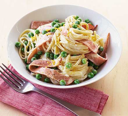 Lemon linguine with ham