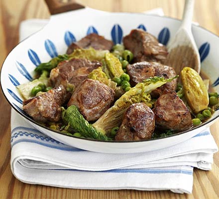 Lamb & lettuce pan-fry