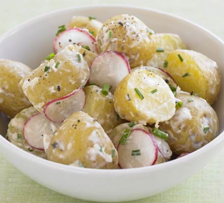 Jersey Royal salad with horseradish cream