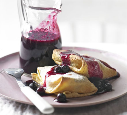 Apple & blueberry blintzes