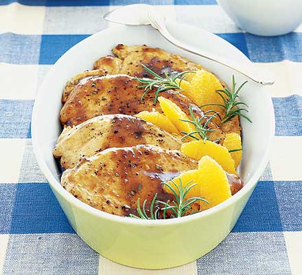 Chicken in balsamic, orange & rosemary sauce