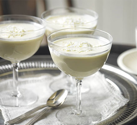 White choc & cardamom mousses